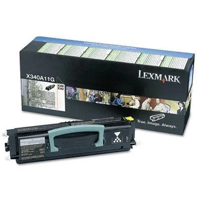 Lexmark black toner cartridge in rectangular box