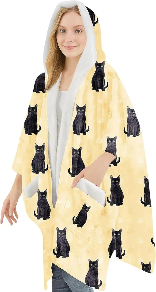 E & S Imports E & S Imports Snuggs Blanket Hoodie Black Cat stuffed — product photo