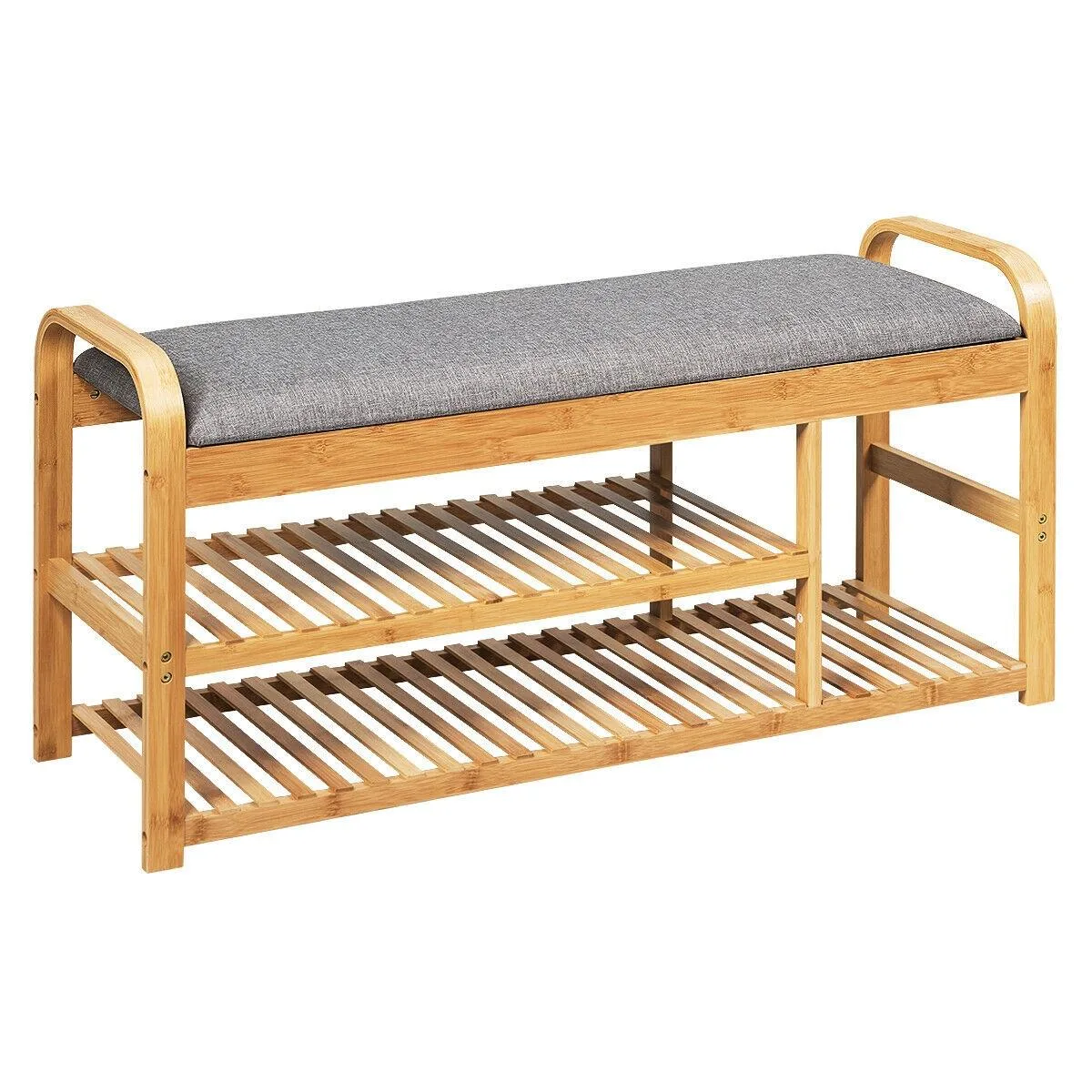 SlickBlue SlickBlue 3-Tier Bamboo Shoe Rack Bench 40x13x20in 330lb shelving — product photo