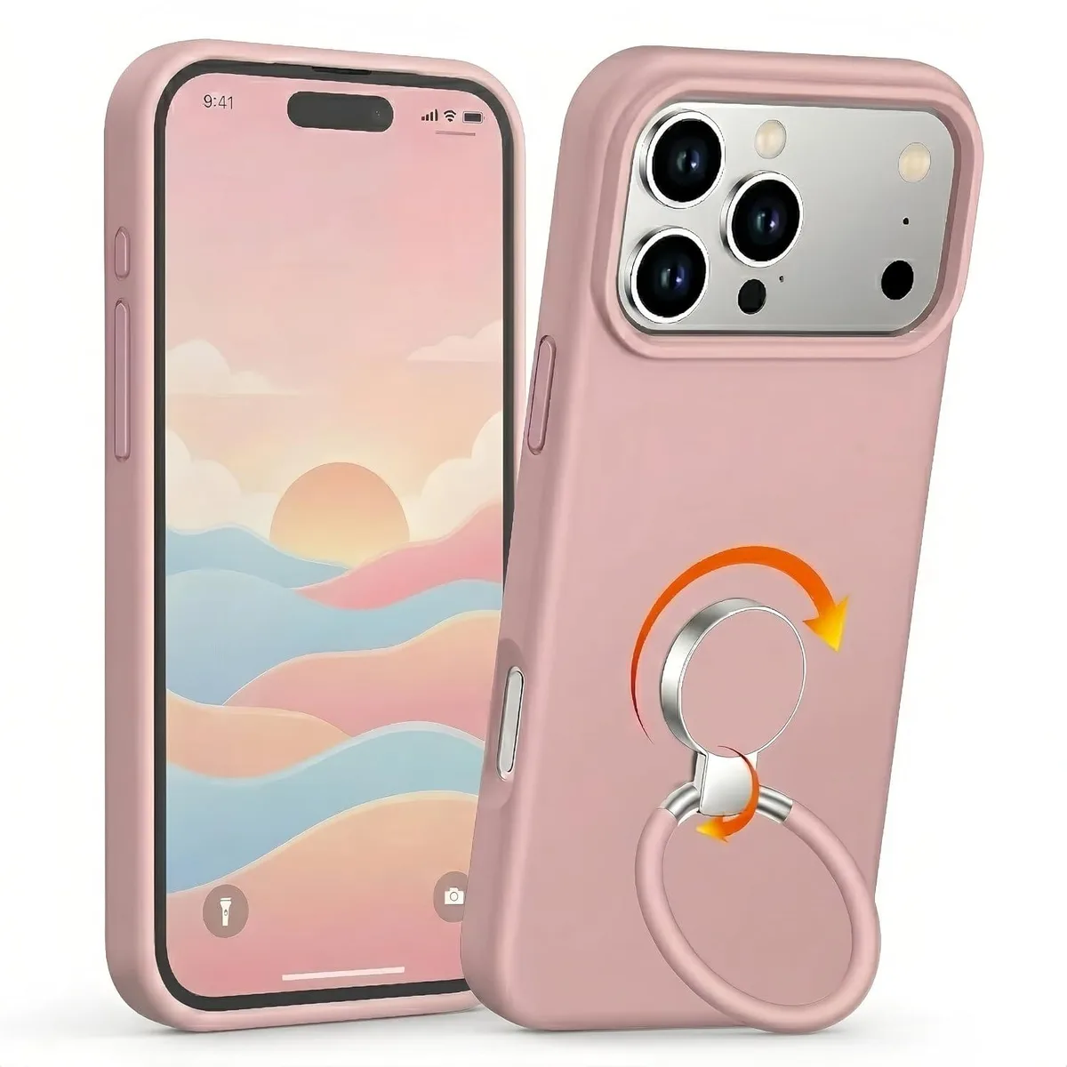 Transcend Transcend iPhone 17 Pro Case Silicone 2-Way Ring Stand Microfiber Lining 6.3 Pink — product photo