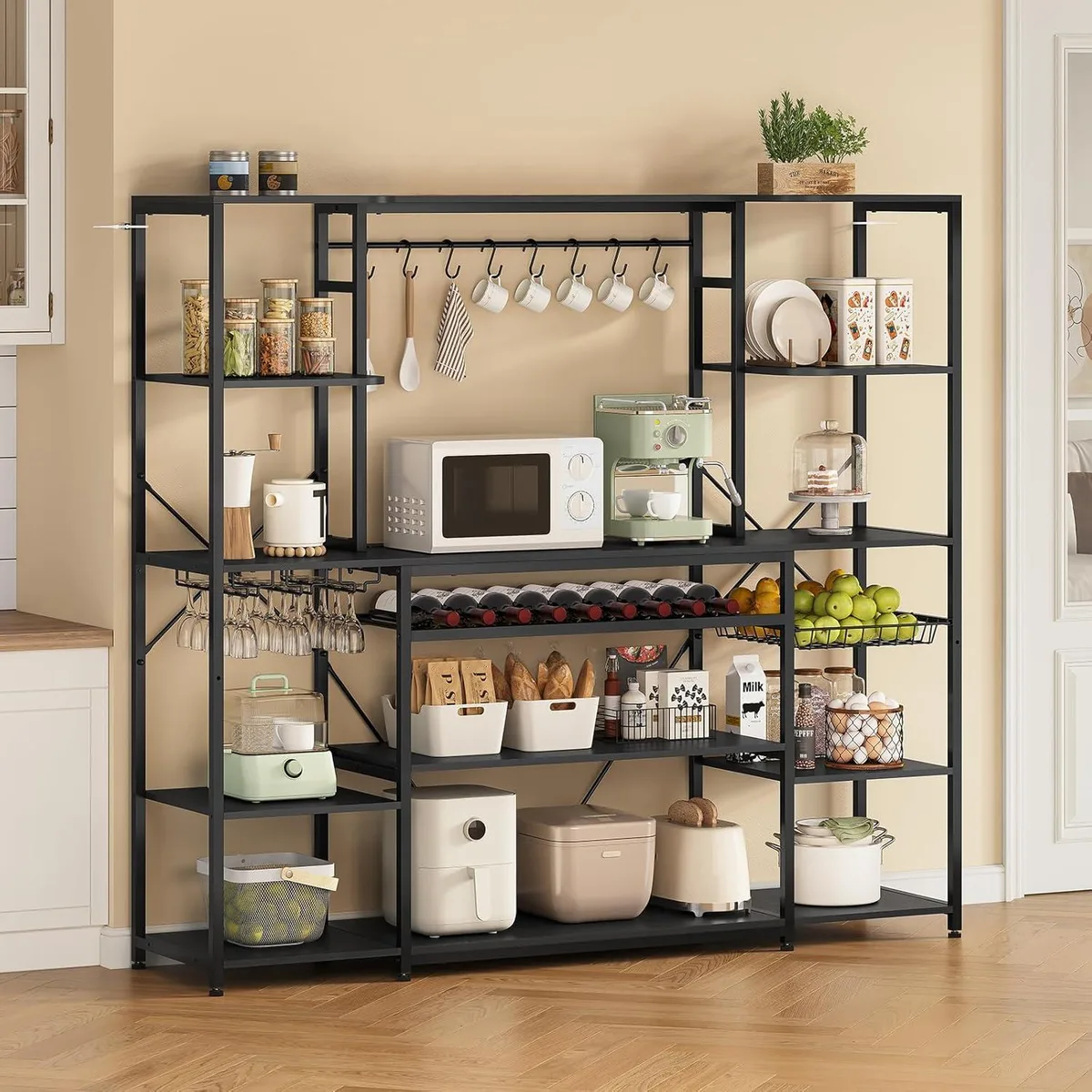 BFKK BFKK 62.4in 5-Tier Kitchen Storage with Power Outlet Black — product photo