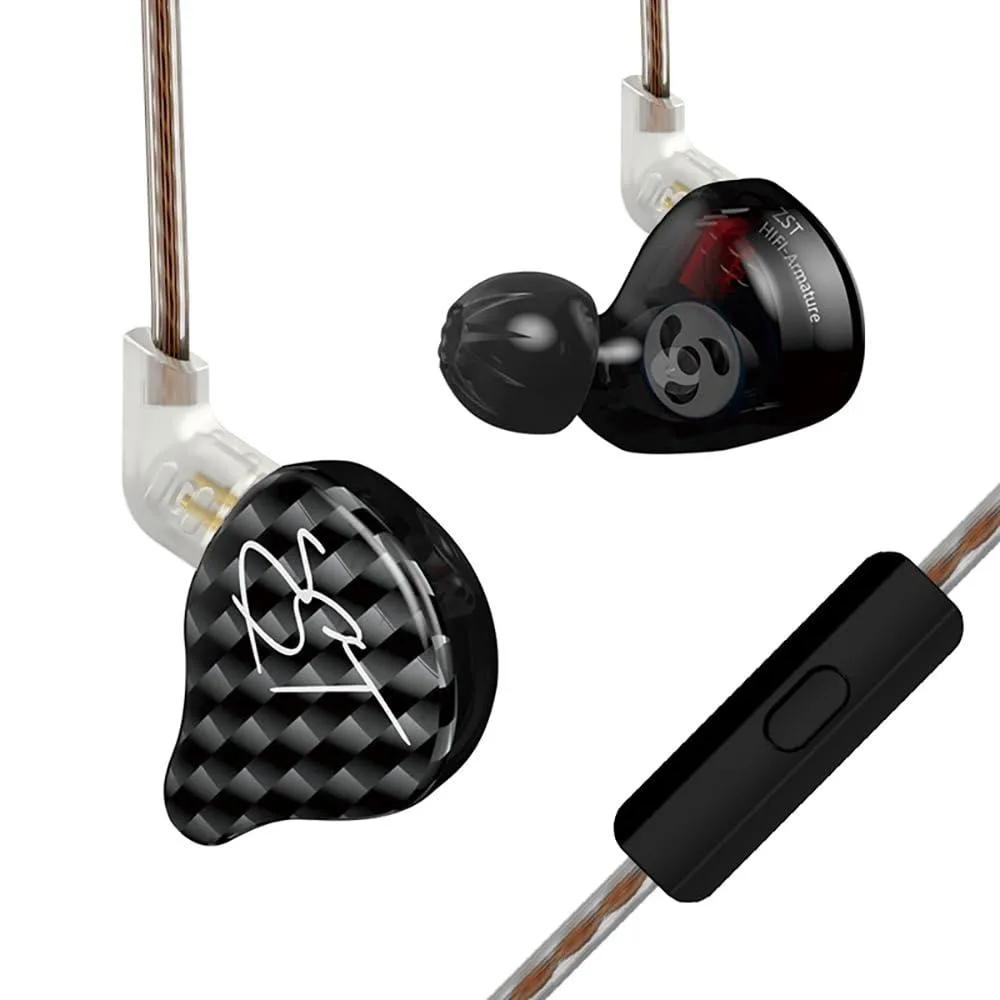 LORDWORLD LORDWORLD KZ-ZST 1BA+1DD Hybrid Earphone Black With Microphone — product photo