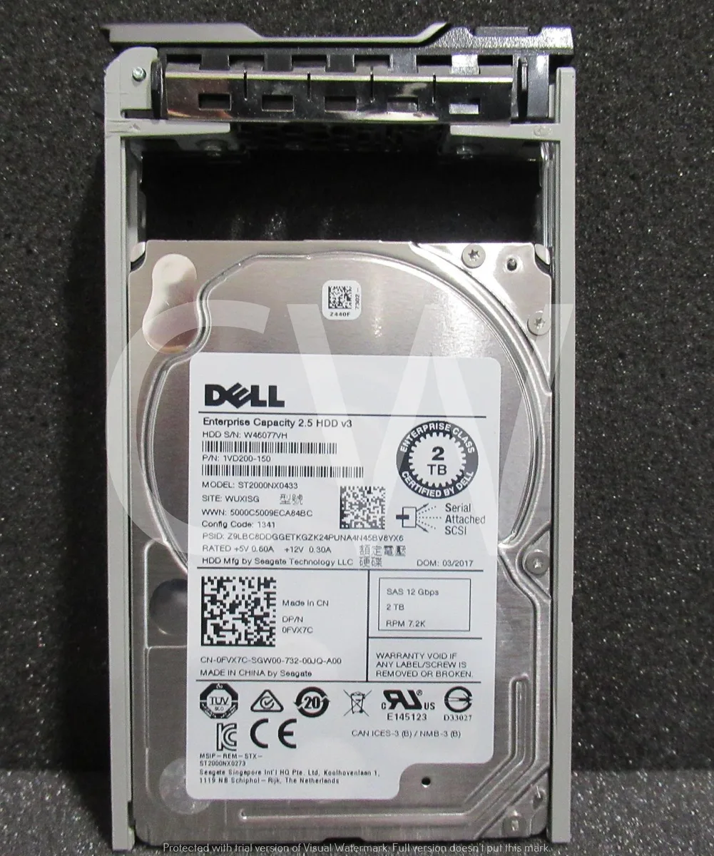 DELL DELL 2TB 7.2K SAS 12G 2.5in internal hard drive 1VD200-150 — product photo