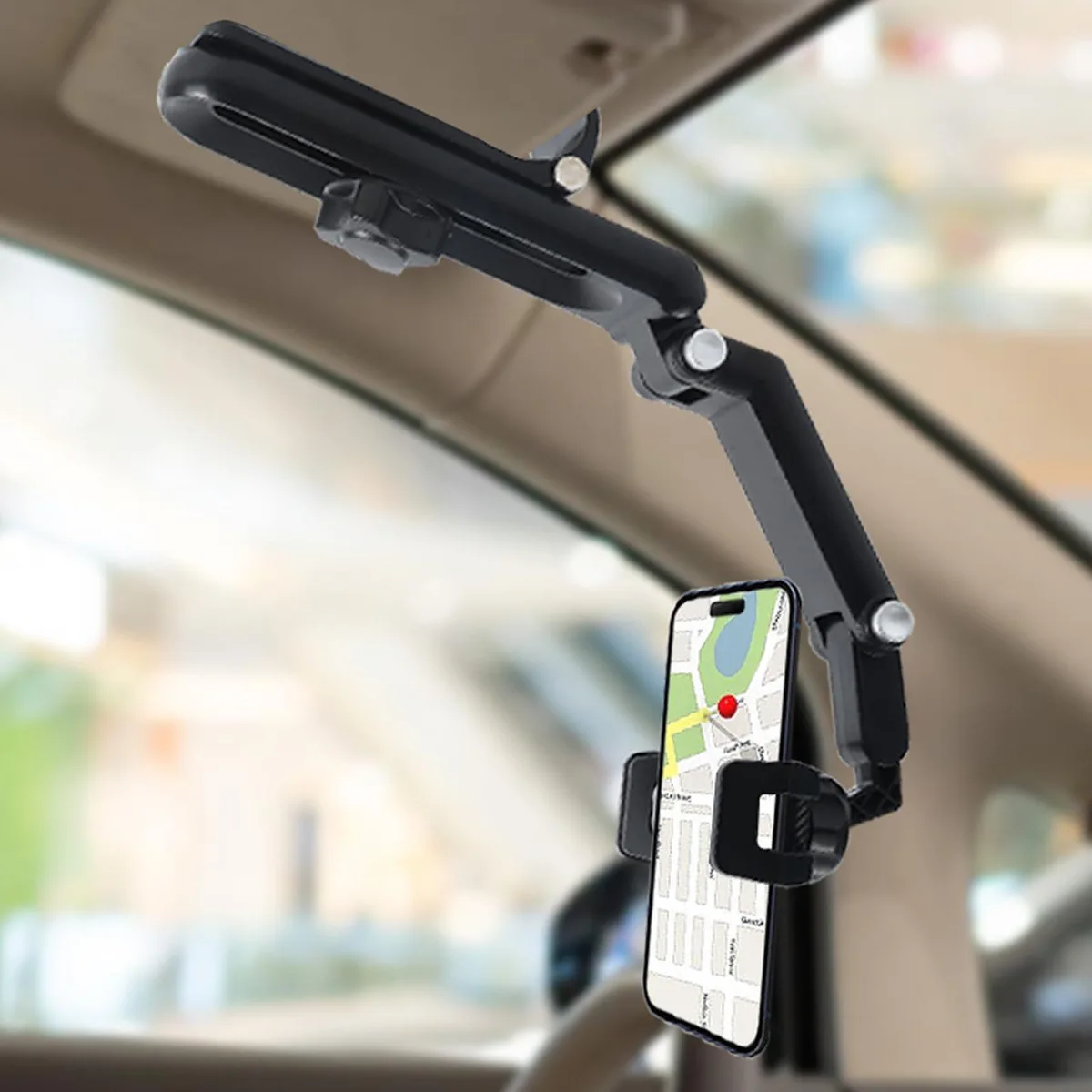 SOEWIOU SOEWIOU Sun Visor Phone Holder Grey 360° Adjustable 4.0-7.1 inch — product photo