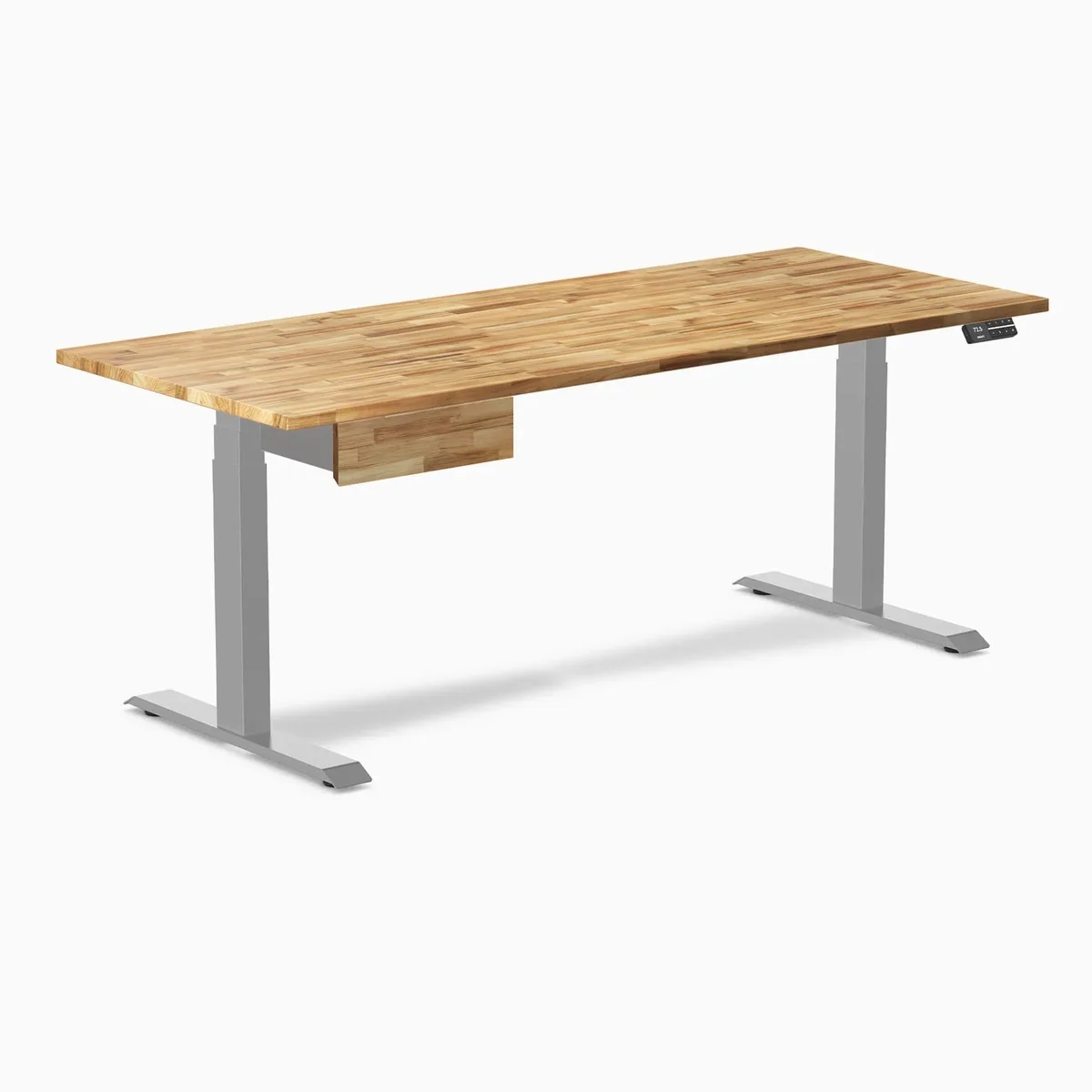 Desky Desky Dual Hardwood Standing Desk With Drawer Acacia 72 x 30 in Gray — product photo