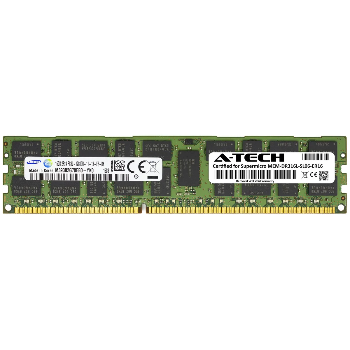 A-Tech A-Tech 16GB DDR3L 1600 ECC RDIMM 2Rx4 1.35V Supermicro Certified — product photo