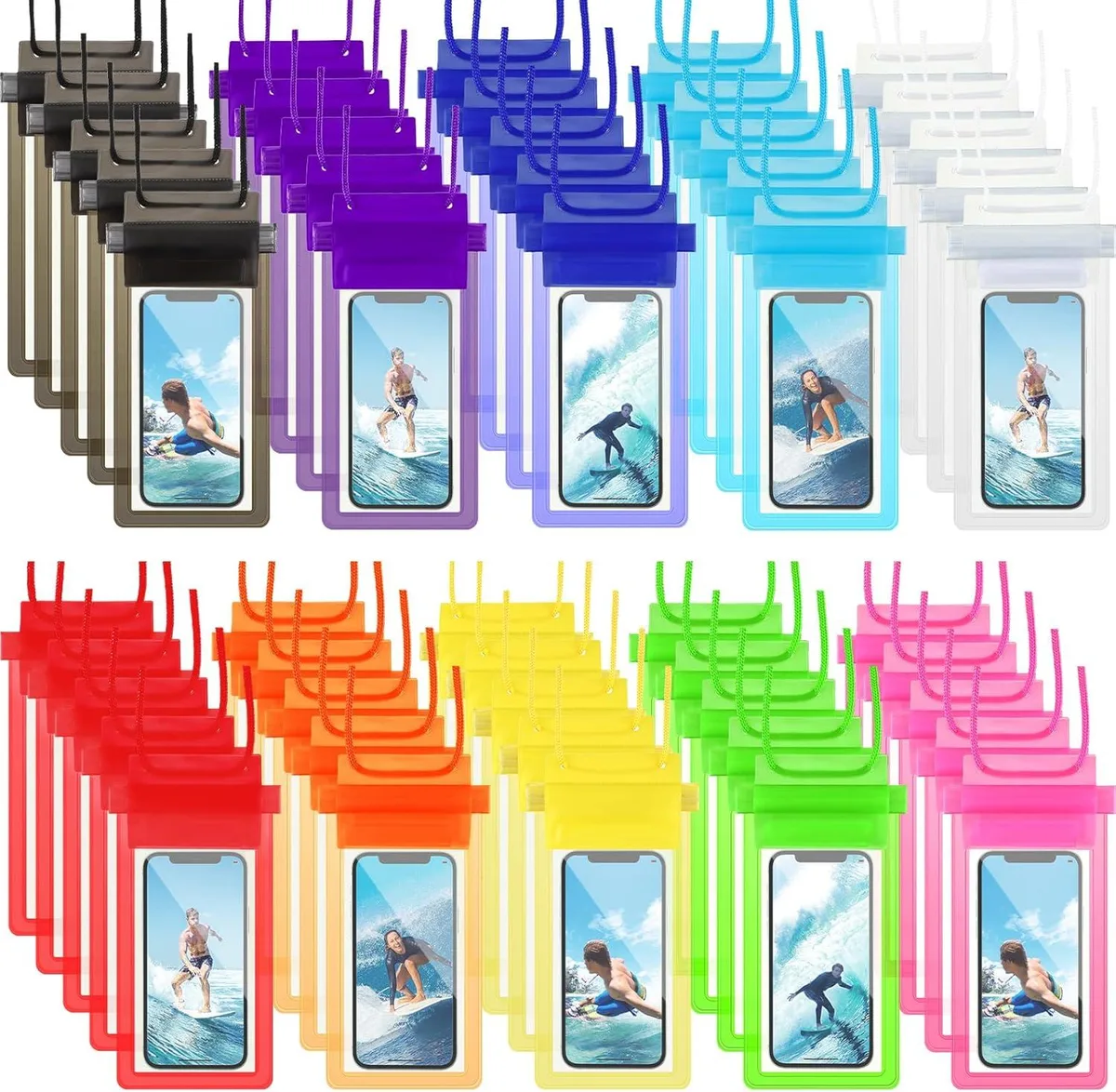 TAURKENAM TAURKENAM 50 Pack Waterproof Phone Pouch 10 Colors — product photo