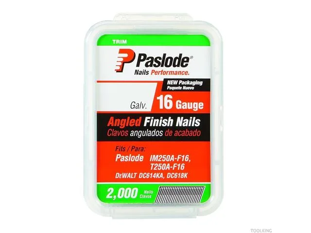 Box of 2000 galvanized 16 gauge angled finish nails