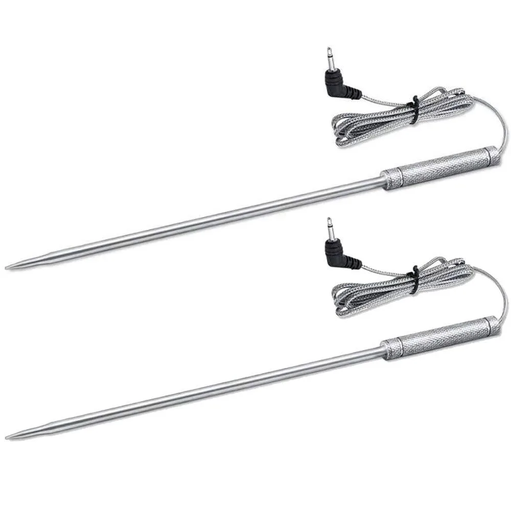 Silver stainless steel probe with 40 inch mesh cable and non-slip grip