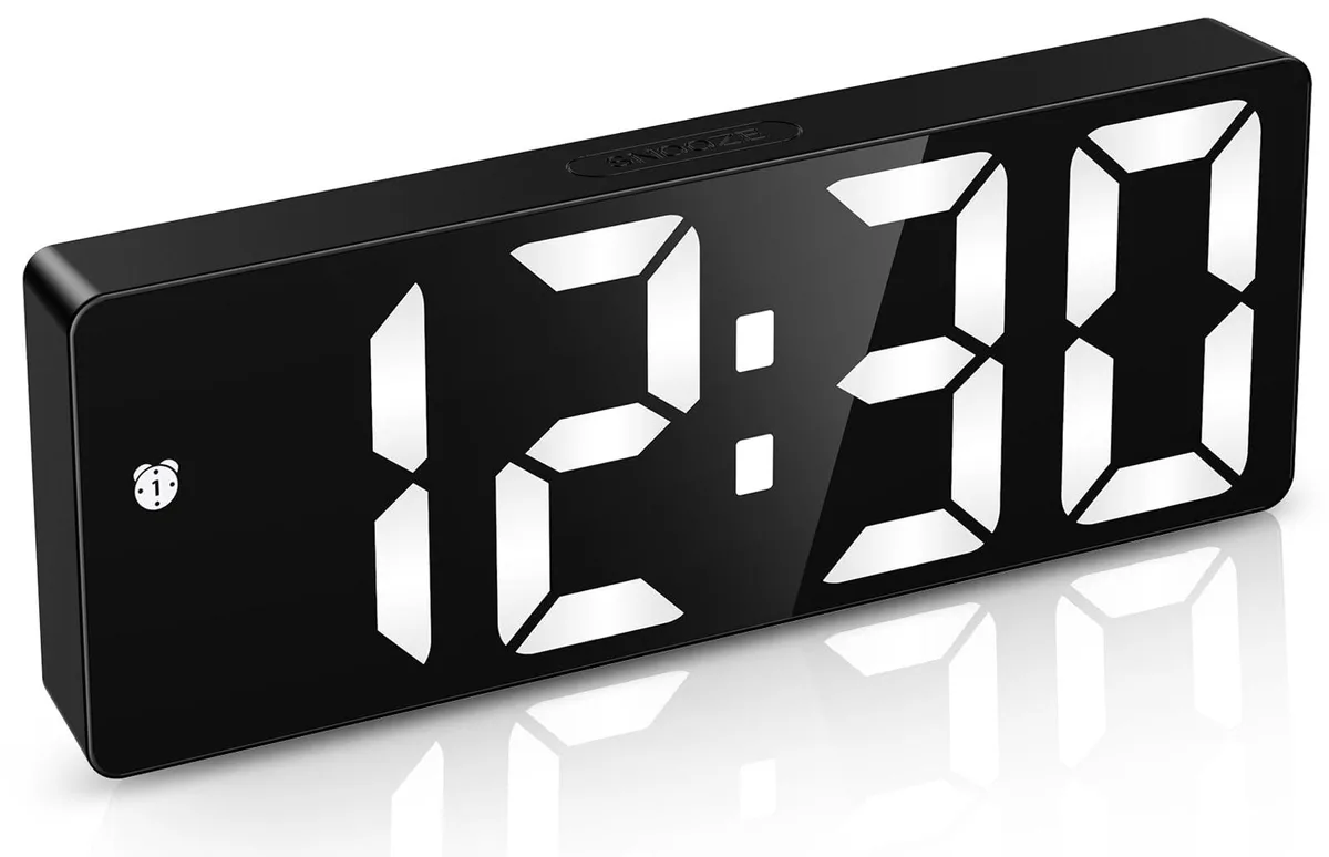 Black 6.5 inch digital clock with large LED display