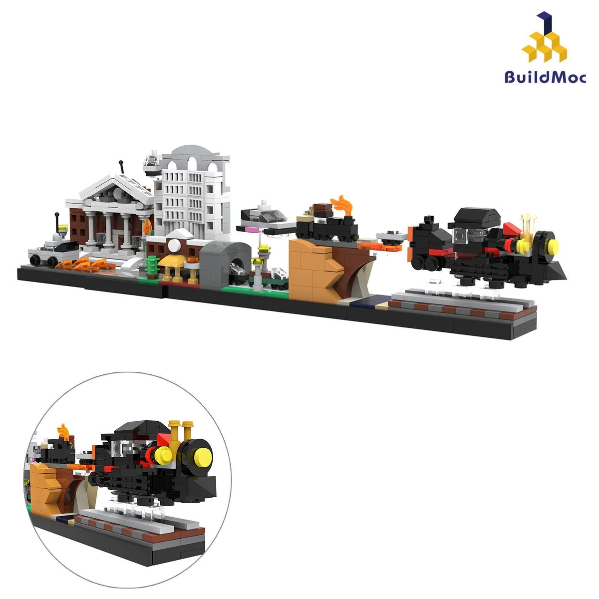 ZITIANYOUBUILD ZITIANYOUBUILD Skyline Architecture Locomotive Hotel 552 Pieces Educational Building Set — product photo