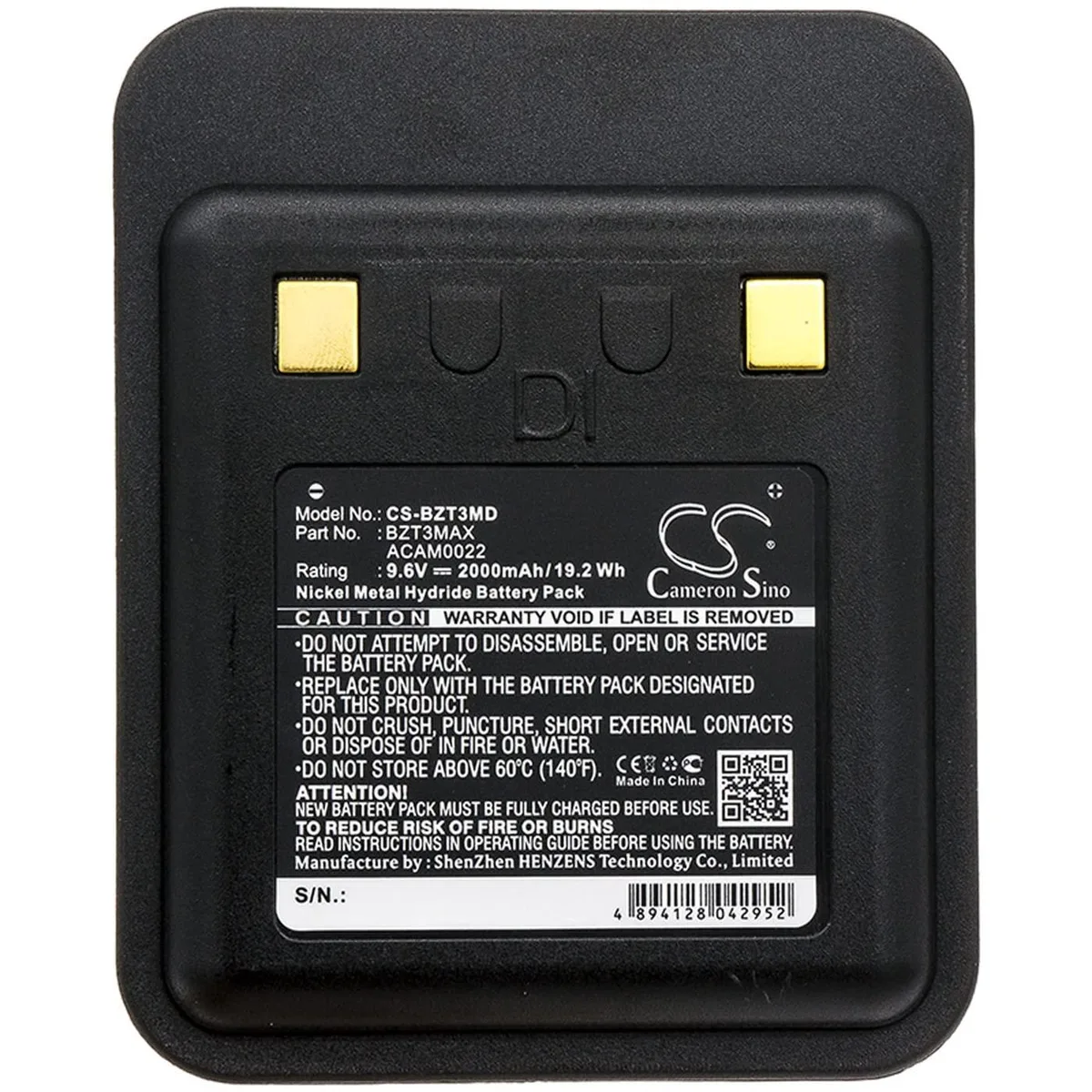  CS Cameron Sino Battery for Bullard T3/T4 Series 9.60V 2000mAh — product photo