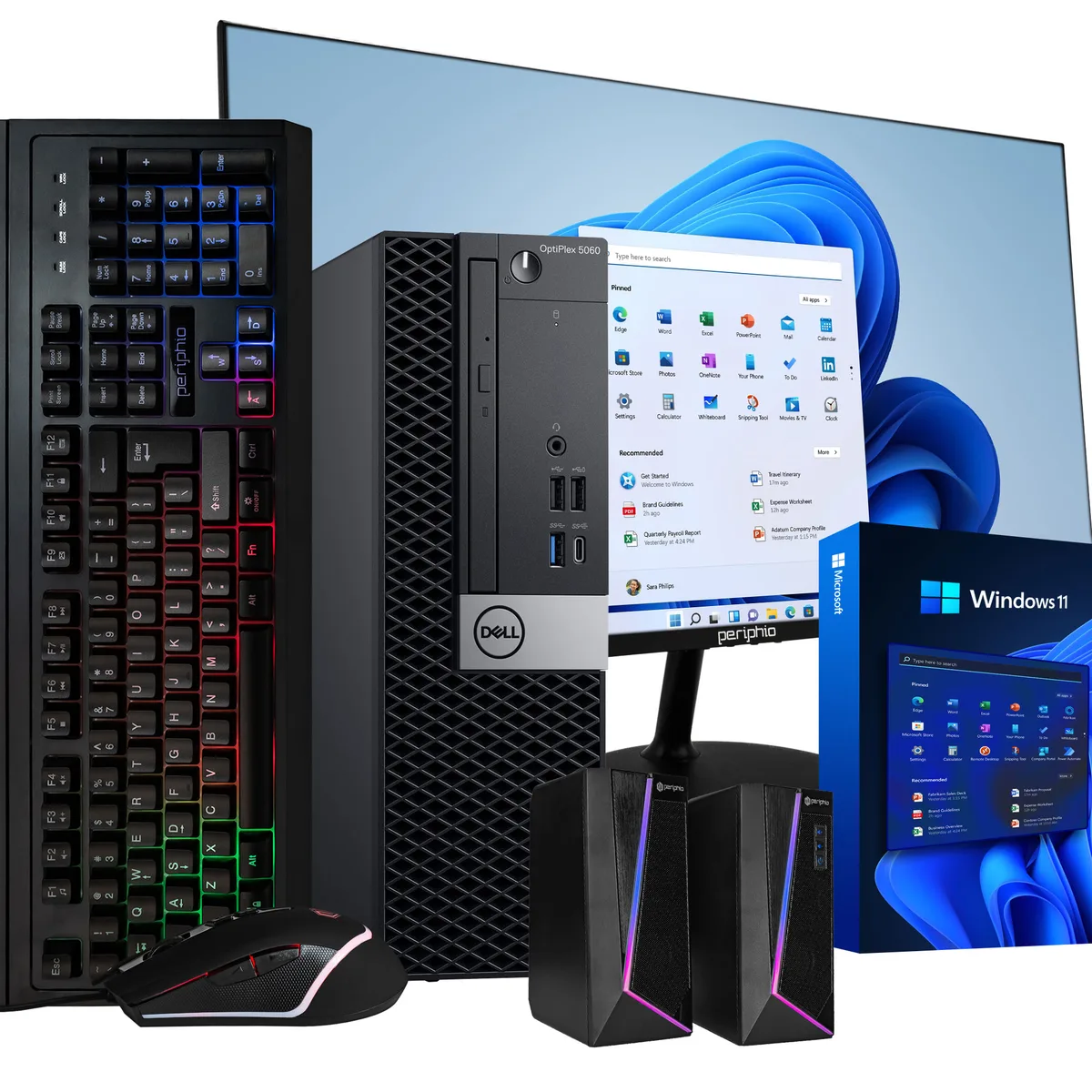 DELL DELL OptiPlex 5060 desktop PC i5-8500T 3.7GHz 16GB DDR4 500GB SSD 1TB HDD 24" monitor Win 11 Pro — product photo