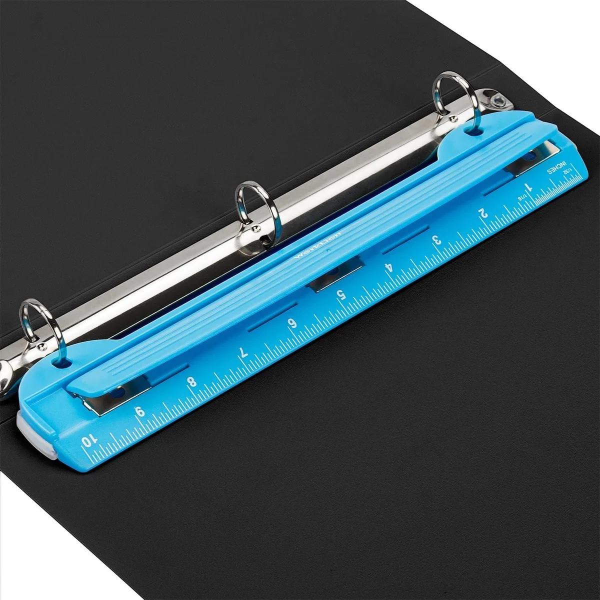  WORKLION 3-Ring Blue Hole Puncher 5 Sheet 10" Ruler — product photo
