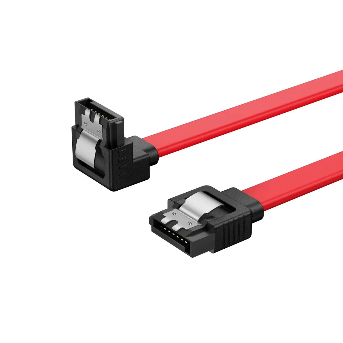 CableCreation CS0081 SATA cable 2-pack 8-inch red downward right angle locking latch — product photo