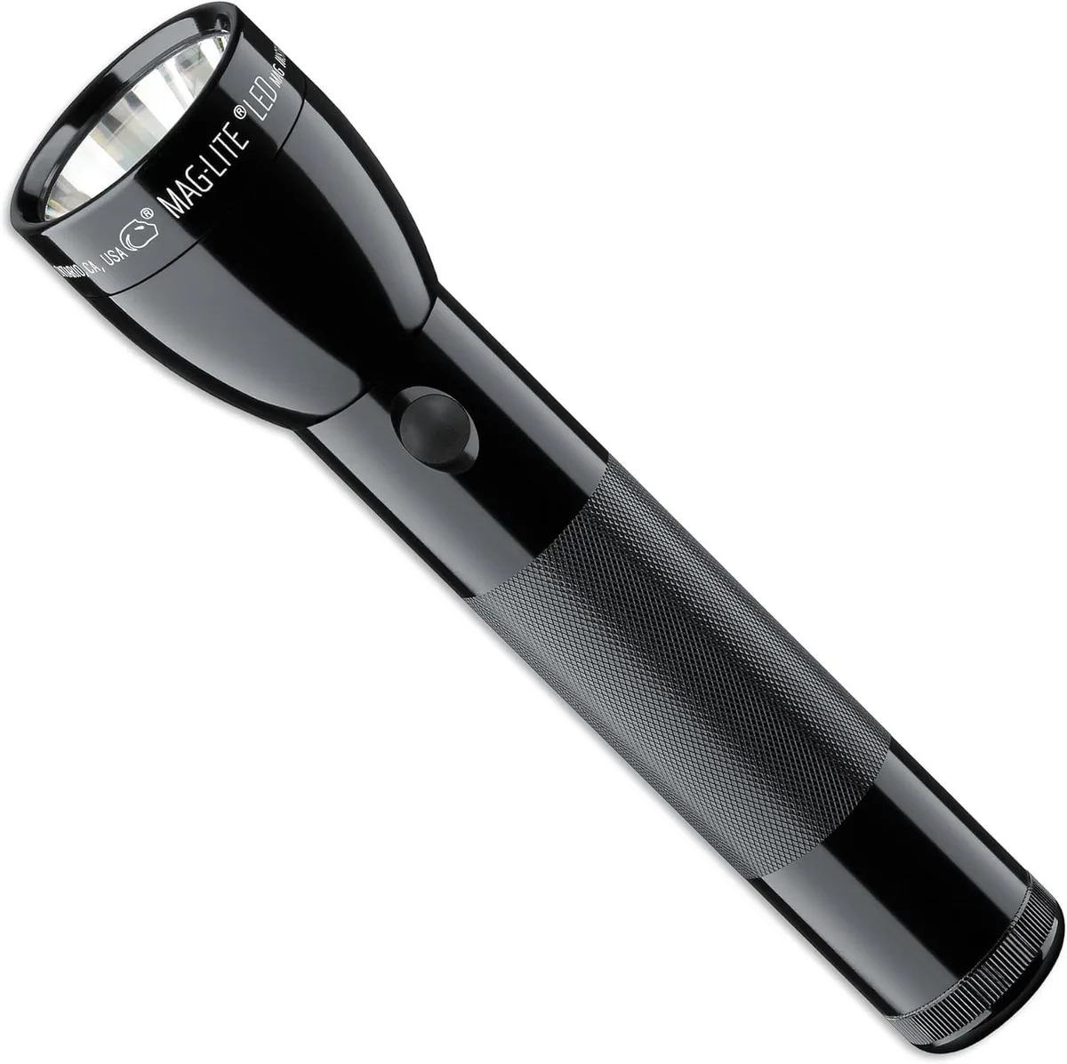 Black anodised aluminium 2-cell D LED flashlight with twist focus head