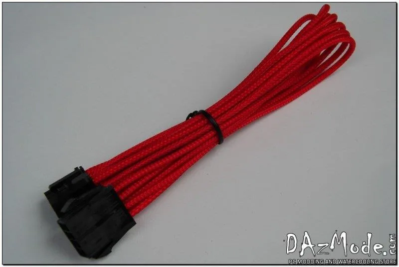 Darkside Computer Modding Darkside Computer Modding 8-Pin PCI-E 12" 30cm HSL Single Braid Extension Cable Red UV DS-0182 — product photo