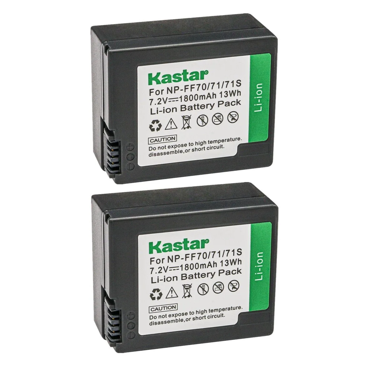 Kastar Kastar NP-FF70 2-pack camera battery 1800mAh 7.2V 13Wh — product photo