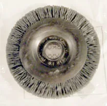 Cylindrical nylon brush, satin chrome centre, 3 inch diameter, half inch hole