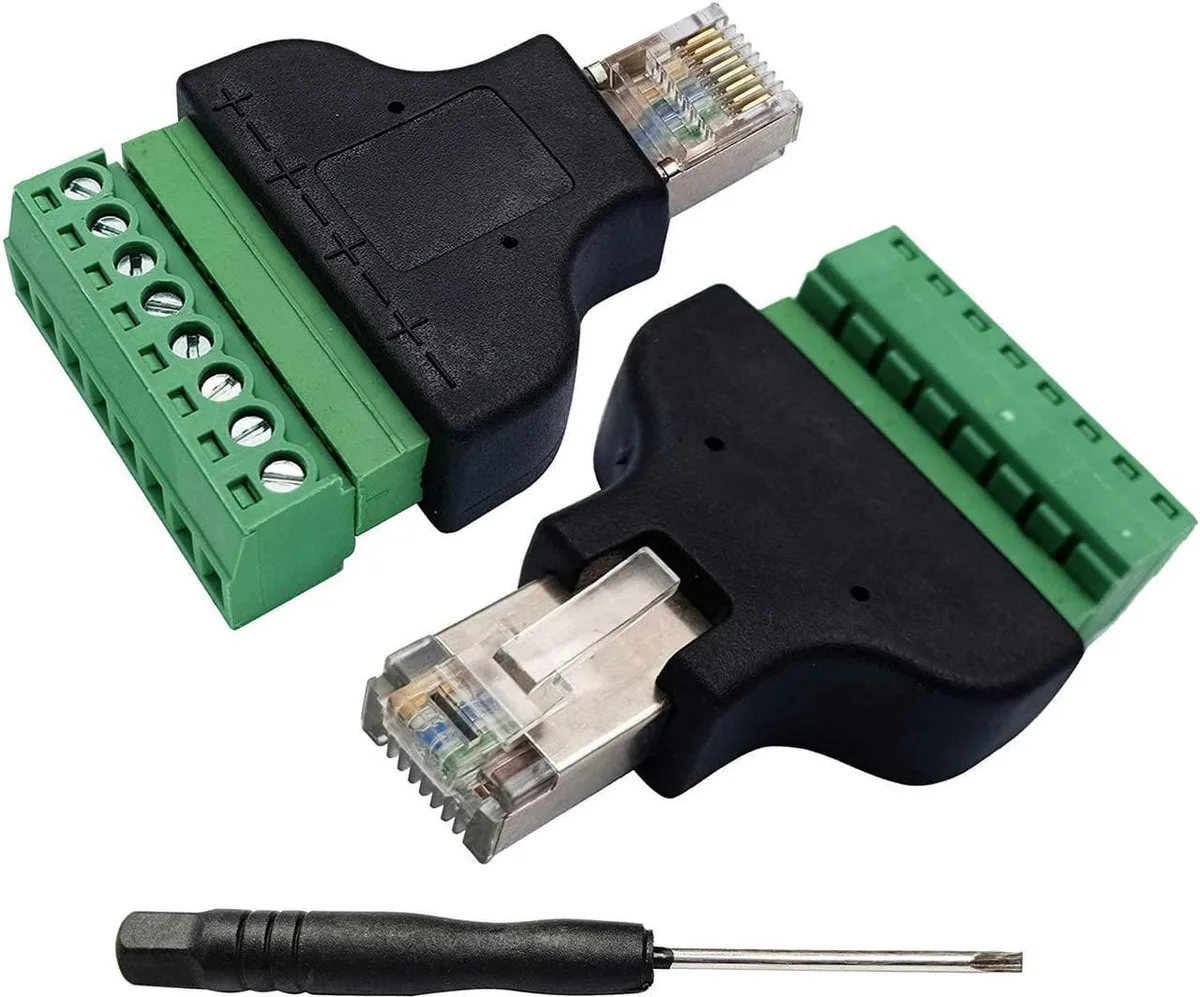 Vszerda Vszerda RJ45 8P8C male to 8-pin female screw terminal adapter 2-pack black 5.4cm x 3.7cm — product photo