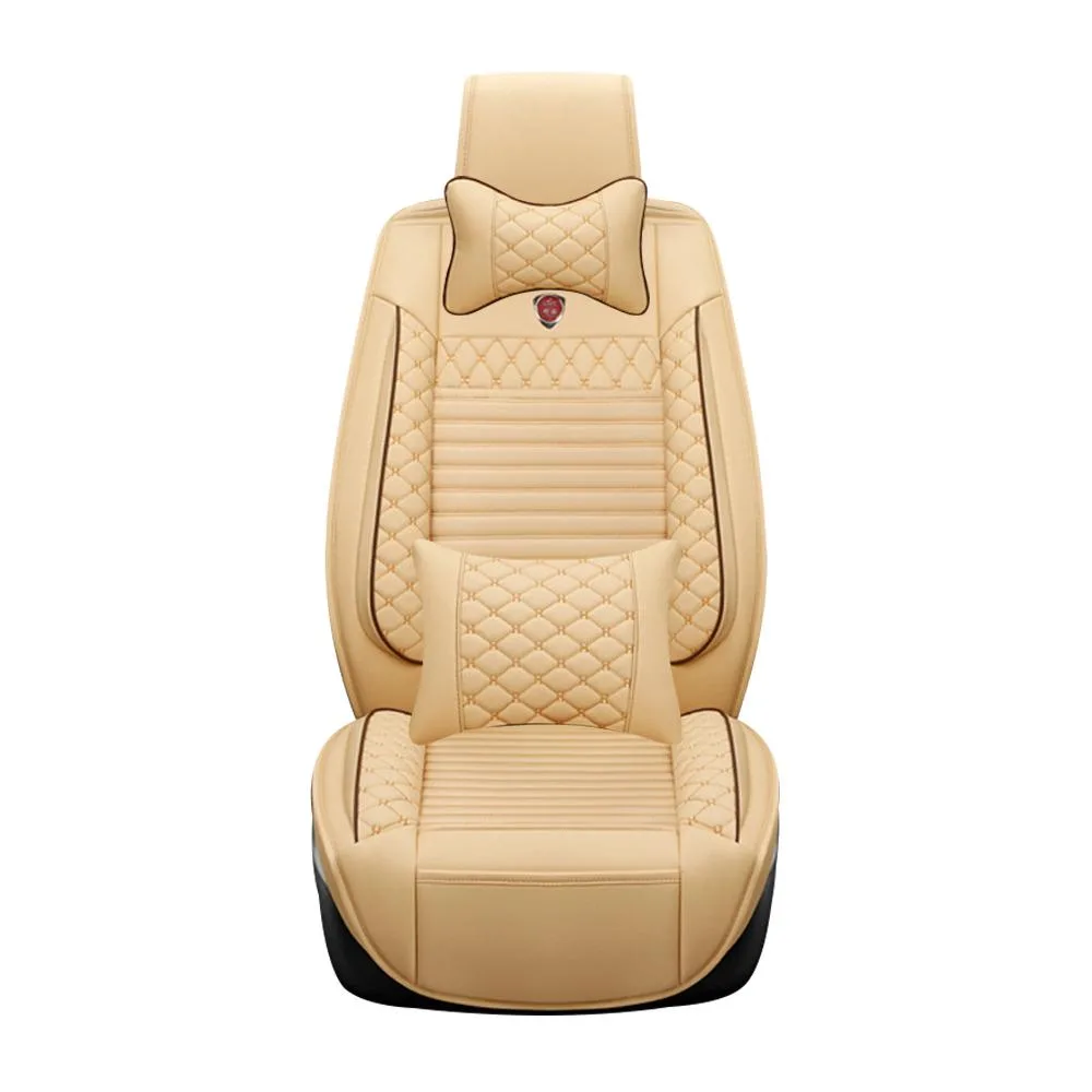 muchkey muchkey Car Seat Cover Set 5 Seats PU Leather Beige Yellow — product photo