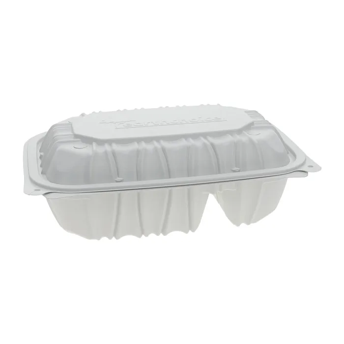 Pactiv Pactiv YCNW02052 2-Compartment 9 x 6 x 3.1 White MFPP 170/Carton — product photo