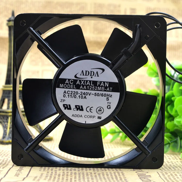 Fans Fans AA1252MB-ATSize case fan 120×120×25mm 220V 0.11/0.10A 2050/2400RPM 61/69.4CFM 38.7/44.1dBA 50000h — product photo