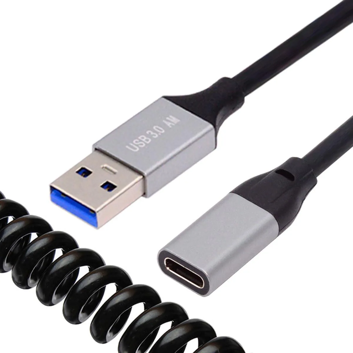 Fervit Fervit USB 3.0 Type-A to USB-C coiled cable 100cm — product photo