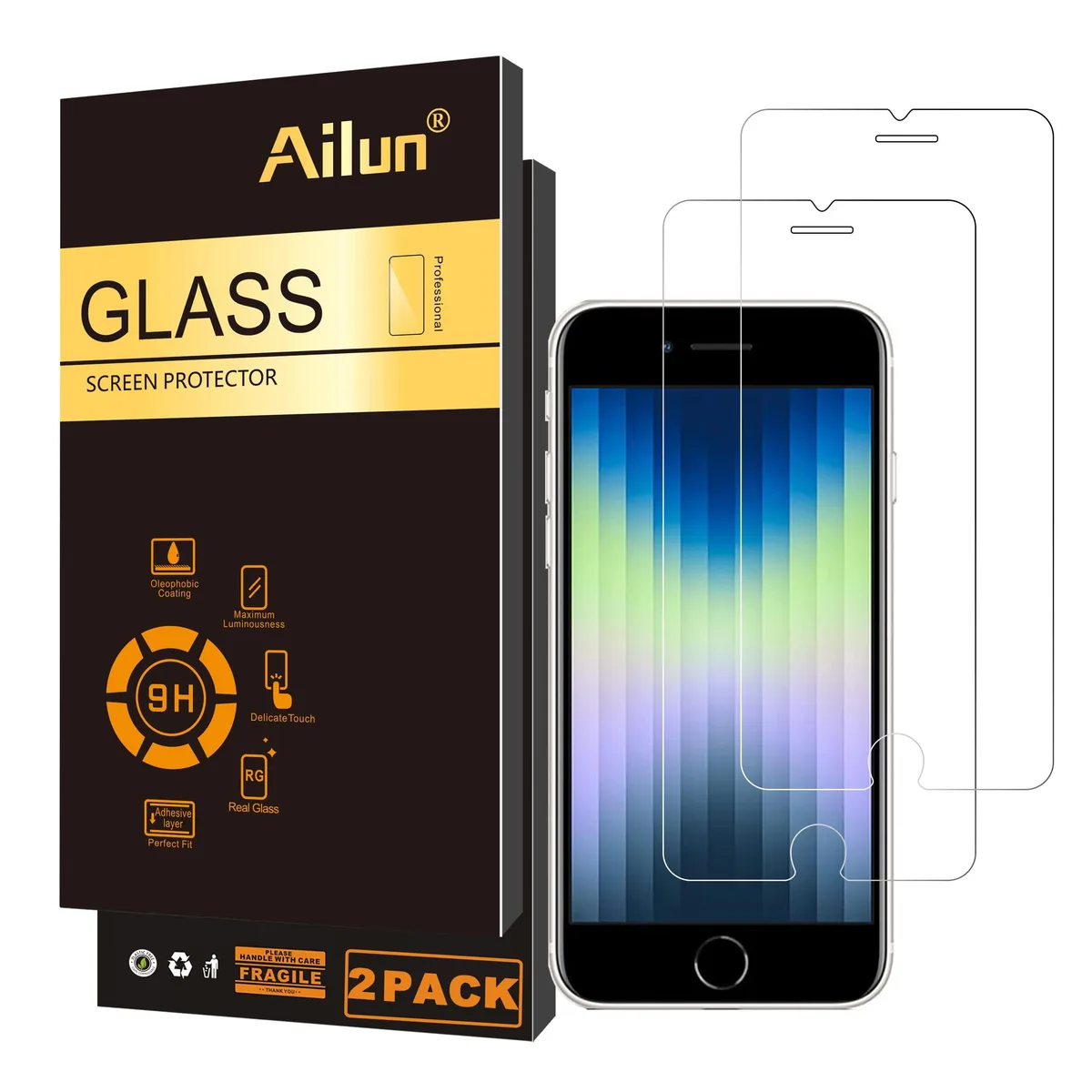  Screen Protector iPhone SE 2020/2022 2-Pack 0.33mm 4.7 Inch Tempered Glass — product photo