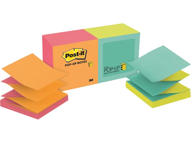 Post-it Post-it R330-N-ALT pop-up sticky notes, multi-colour, 100 sheets, pack of 12 — toote foto