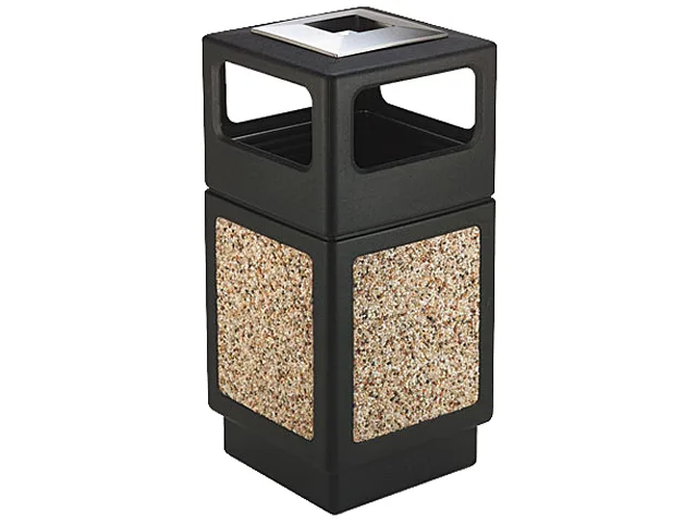 Safco Products Safco Products 9473NC Canmeleon Ash/Trash Receptacle, Square, 38 gal, Black — product photo