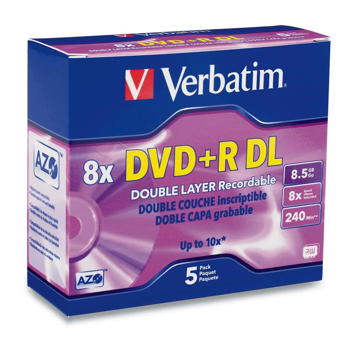 VERBATIM VERBATIM 95311 DVD+R DL 8.5GB 8X 5 Pack Jewel Case — product photo