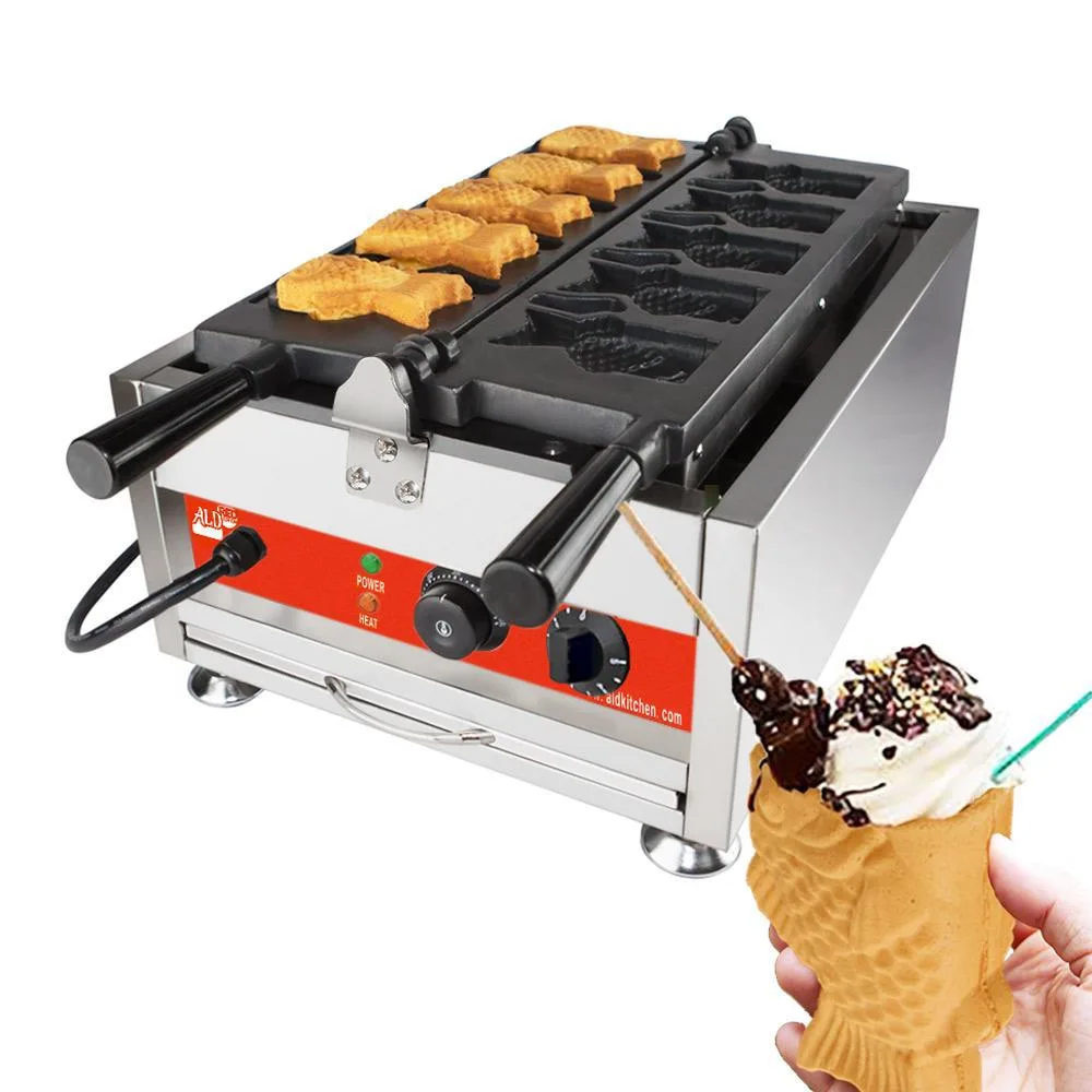 ALDKitchen ALDKitchen AR-1105 Taiyaki Waffle Maker 5 Open-Mouth Fish Shaped Stainless Steel — product photo