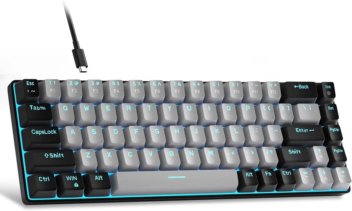 TUKO TUKO MK-Box 60% 68-key Mechanical Gaming Keyboard Blue Switch Grey/Black — product photo