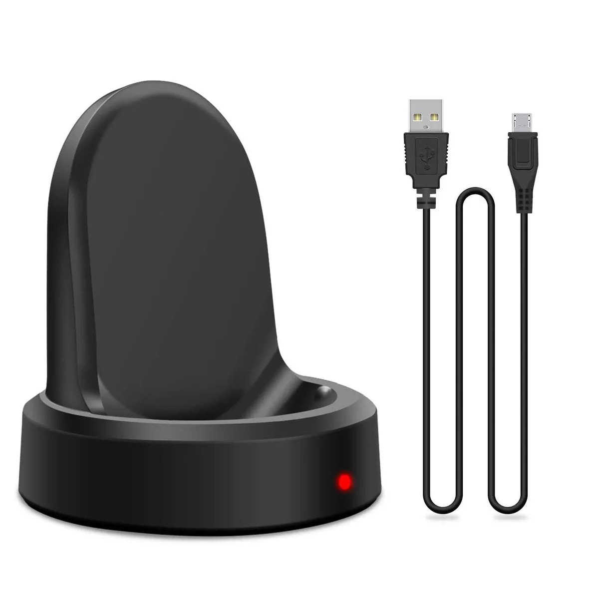 Black magnetic charging dock for Samsung Galaxy Watch, USB-A cable attached