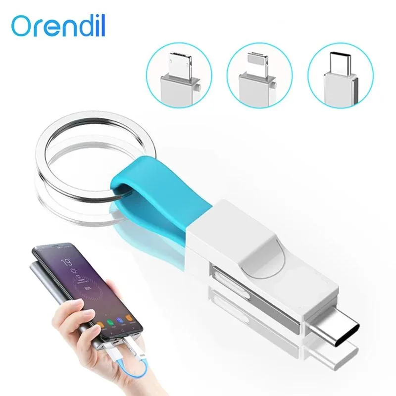 Hetai Tech Hetai Tech 3-in-1 USB Cable Mini Keychain Micro USB Lightning Type-C 2A — product photo