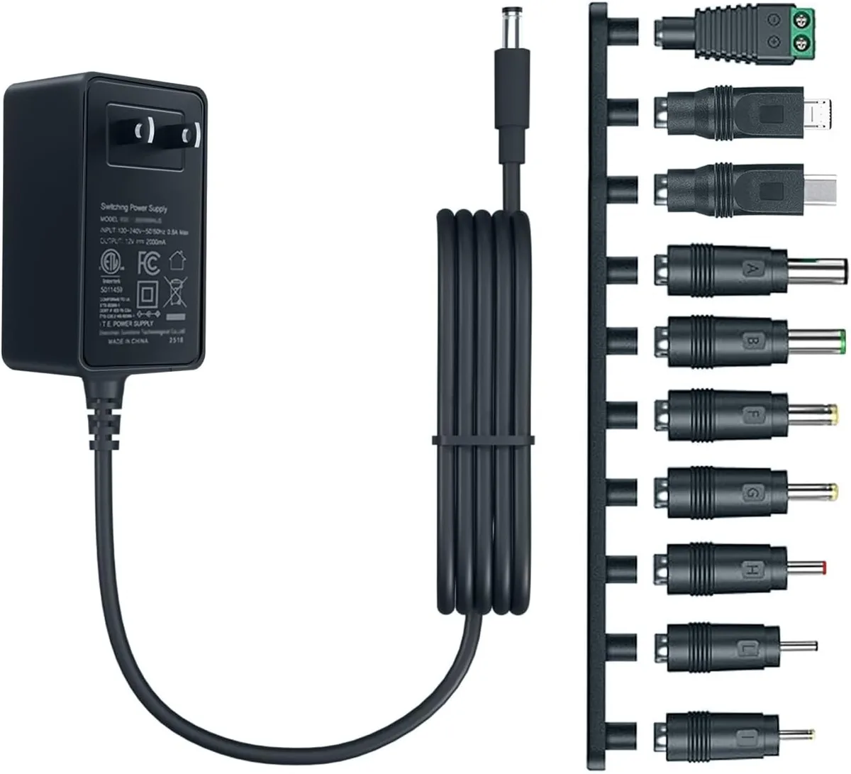BASEUS BASEUS 12V 2A AC Adapter 10 Tips ETL 6ft — product photo