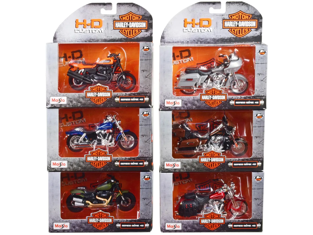 Maisto Maisto Harley-Davidson 6-piece Set Series 42 1/18 Diecast Motorcycle Models hobby collectible — product photo