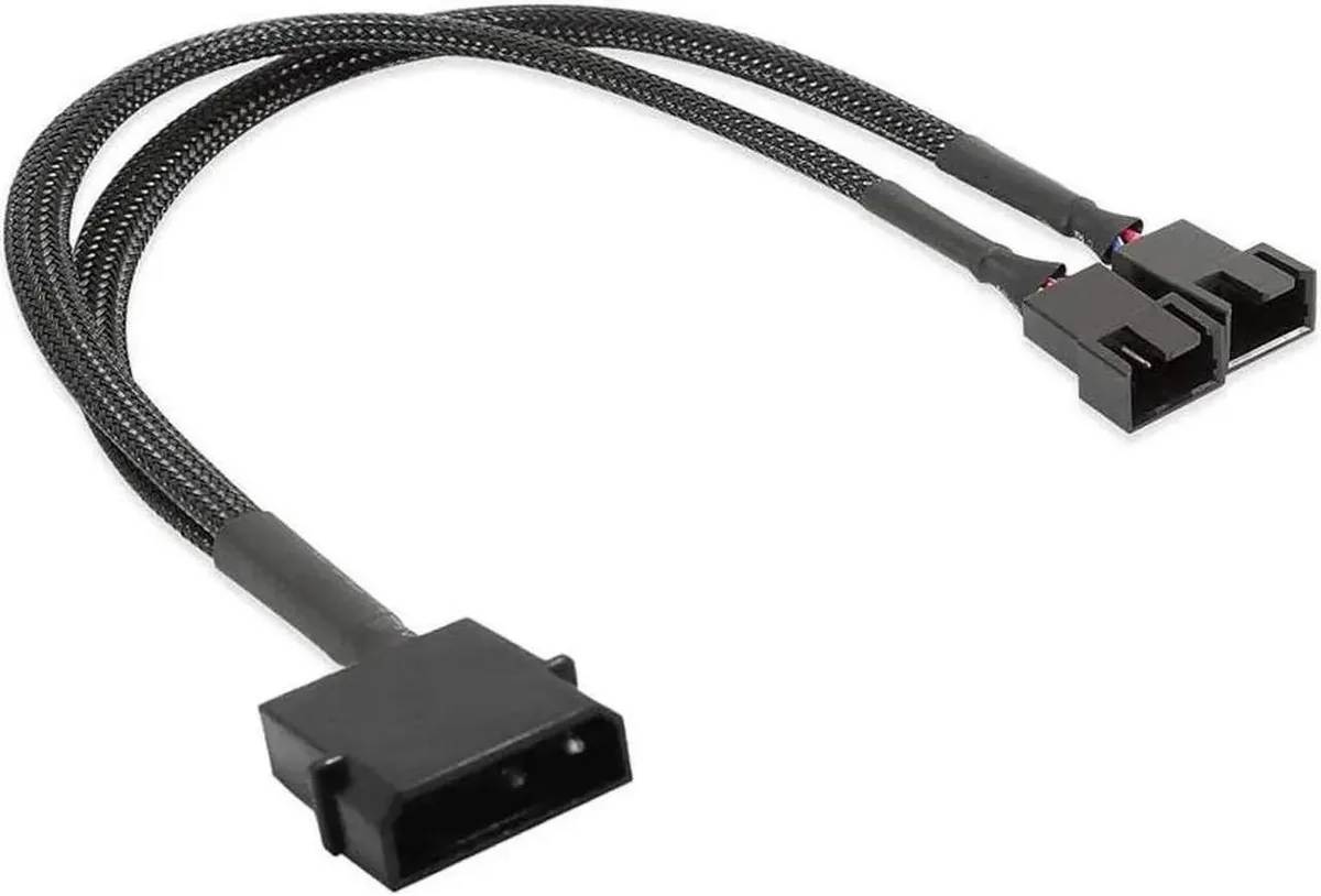 Vszerda Vszerda Molex to 2×3/4-pin fan sleeved splitter cable 10 inch black — product photo