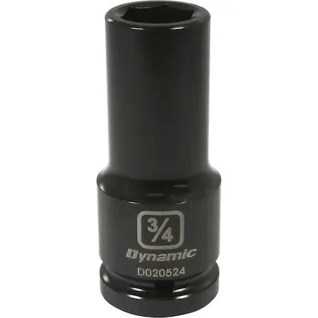 Dynamic 3/4 inch drive deep socket black phosphate finish 6 point markings