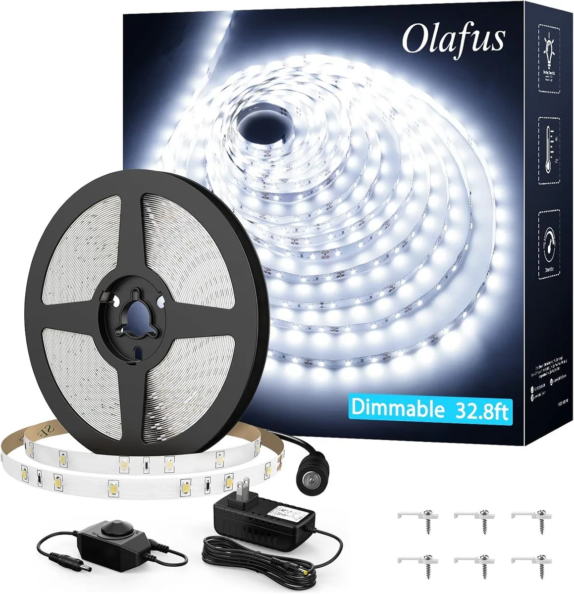 BFKK BFKK White LED Strip Light 32.8 ft 6000K 600 LEDs 2835 12V Dimmable — product photo
