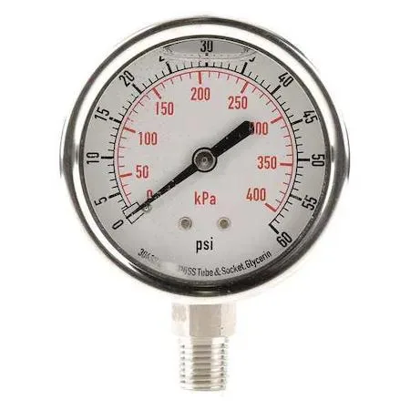 Value Brand Value Brand Commercial Pressure Gauge 0 to 60 psi 2 1/2 in Dial 1/4 in NPT — product photo