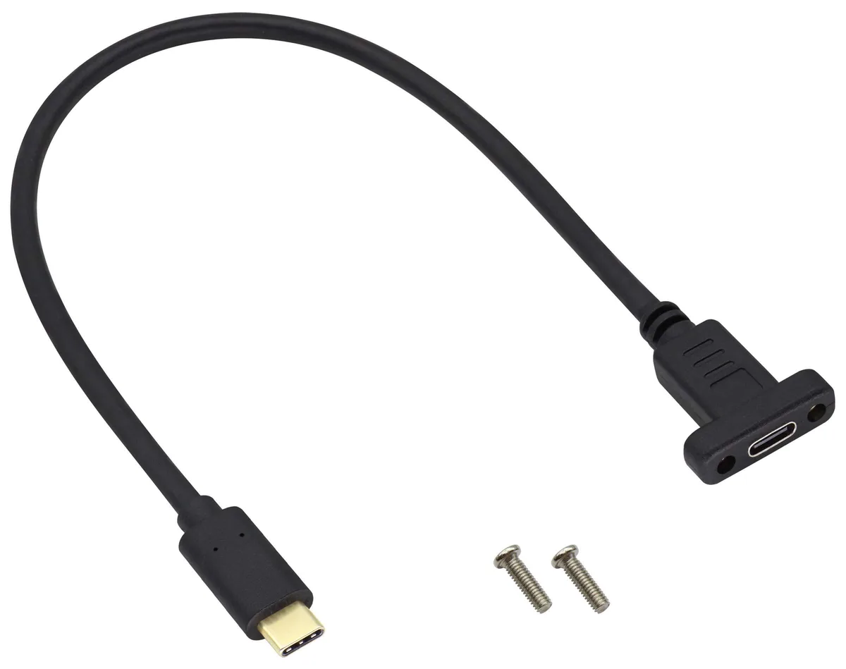 BUCIER BUCIER USB-C 3.1 Gen2 10Gbps Male to Female Panel Mount Screw Cable 0.3m — product photo