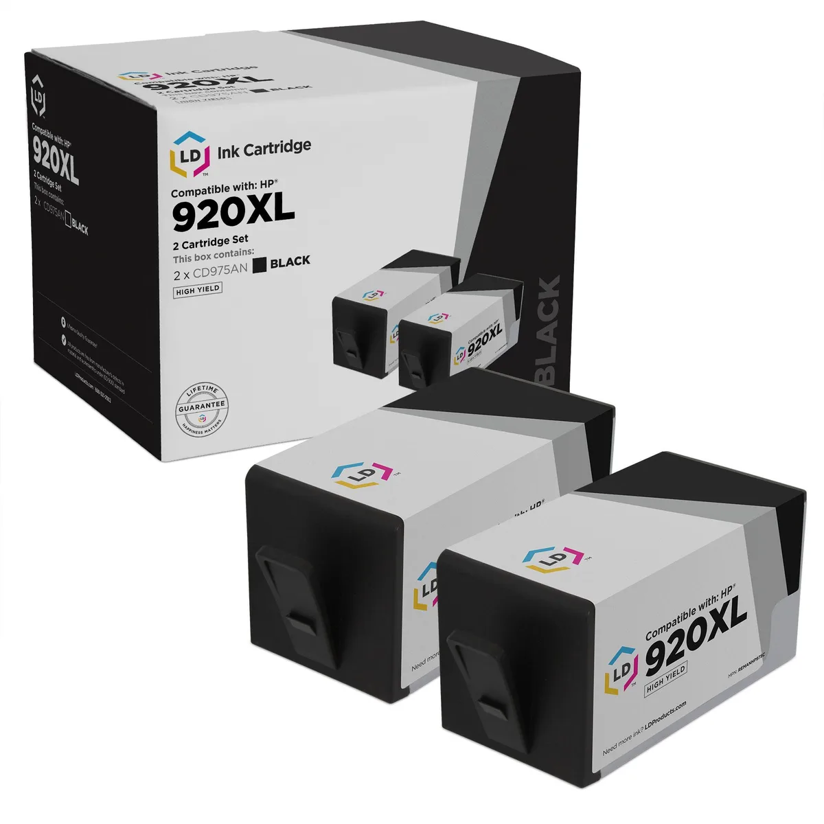 LD Products LD Products HP 920XL CD975AN Black Ink Cartridge 2-Pack 1200 Pages — product photo