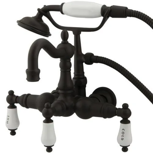 Clawfoot tub filler with hand shower in oil rubbed bronze finish