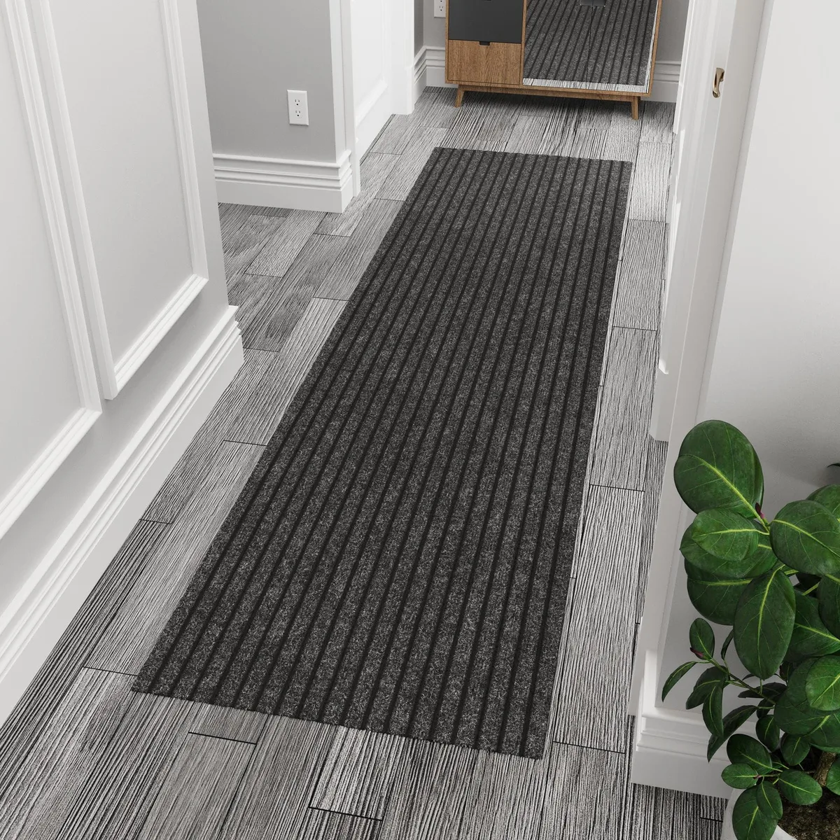  Safavieh SRT804-2X6 area rug 2' x 6' runner black polyester non-slip — product photo