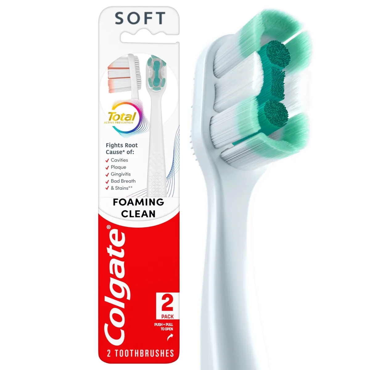 Two white manual toothbrushes with soft bristles