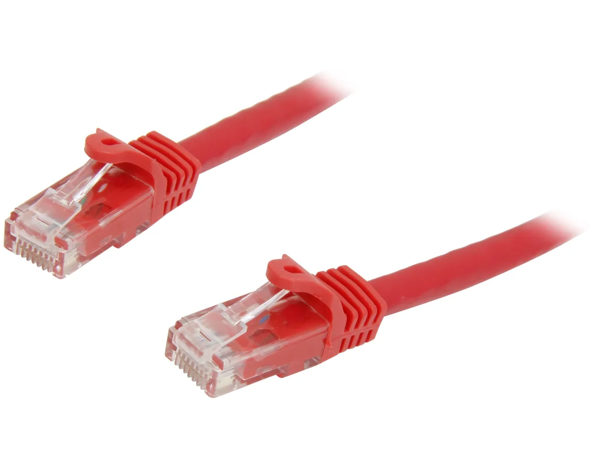 Red Cat6 patch cable 7 ft snagless molded connectors PVC jacket