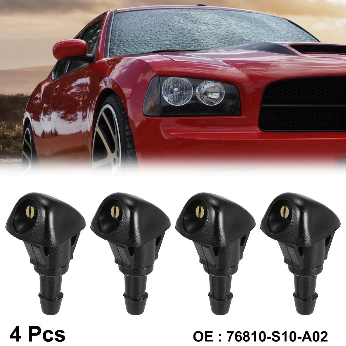 Unique-Bargains Unique-Bargains 76810-S10-A02 Windshield Washer Nozzle Kit 4pcs Black ABS for Honda Civic CRV — product photo