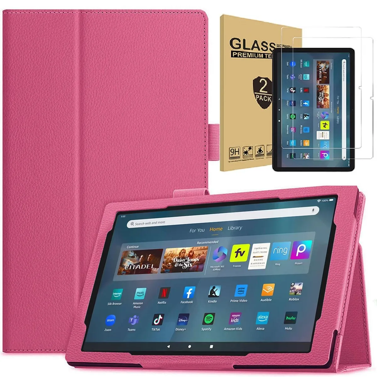 anicestore anicestore Case &amp; 2 Glass Protectors for Fire Max 11 (13th Gen, 2023) Pink — product photo